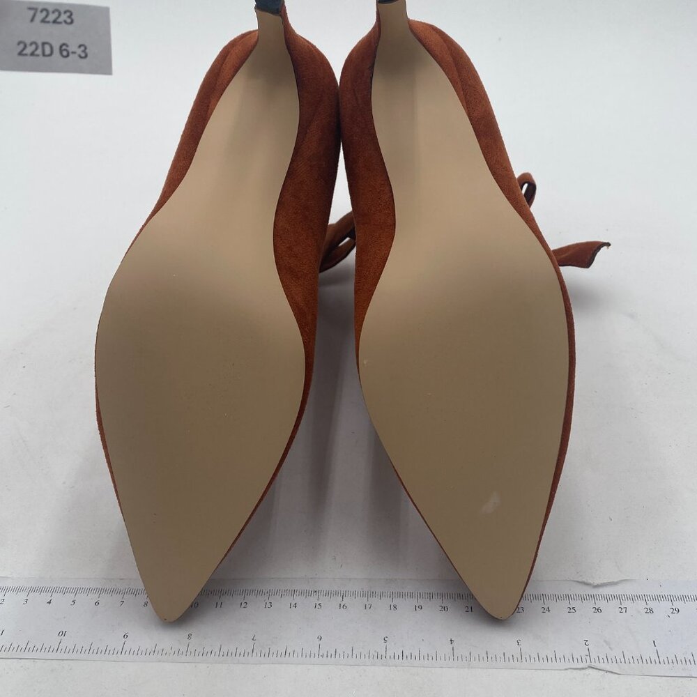 XYD Brown Pointy Toe Ankle Booties Dress Mid Heels Graceful Cute Bow Boot - Picture 7 of 8